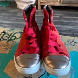 High top suede lanvin sneakers